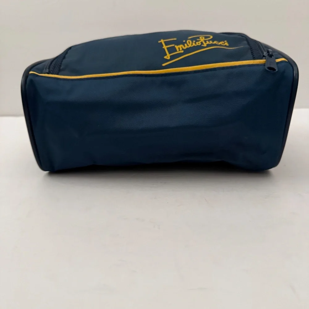 Vintage Emilio‎ Pucci 1970's Nylon Cosmetic Toiletry Travel Bag Blue Yellow